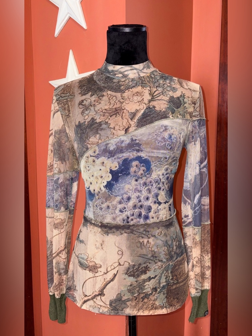 Floral Abstract Long-Sleeve sheer long sleeve